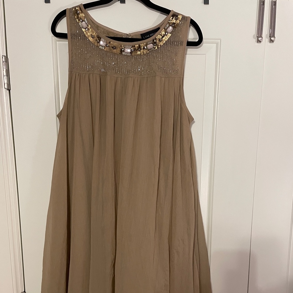 Bronze/Gold sleeveless shift dress